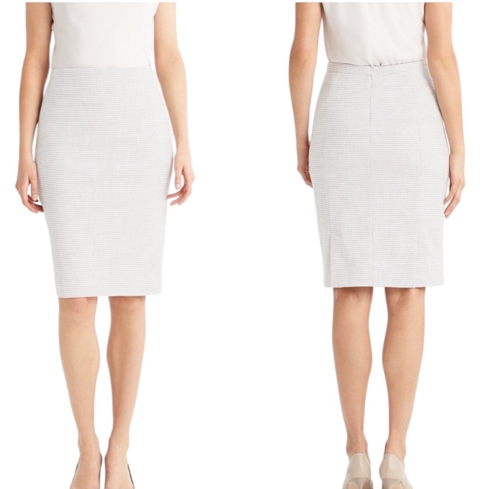 MM Lefleur The Cobble Hill White & Black Micro Dot Jacquard Pencil Skirt - 12